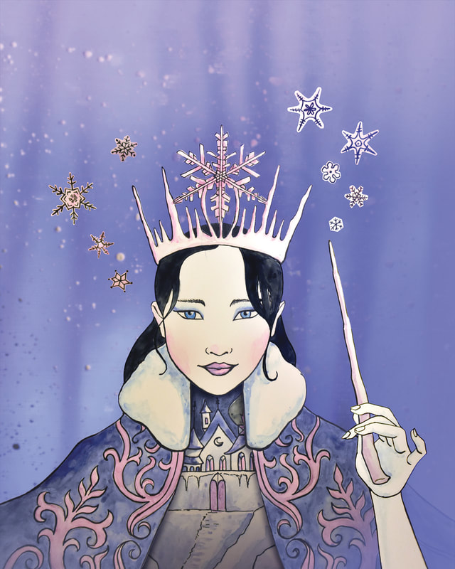 Cut paper Asian snow queen by Nancy So Miller children's book author and illustrator